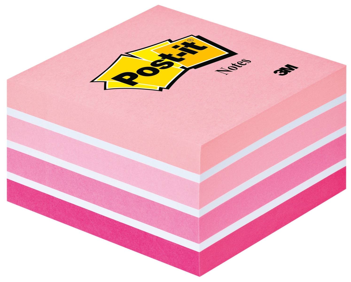 3M Post-it Cubo 2028P, 76 mm x 76 mm, colores rosa pastel, 1 cubo de 450 hojas