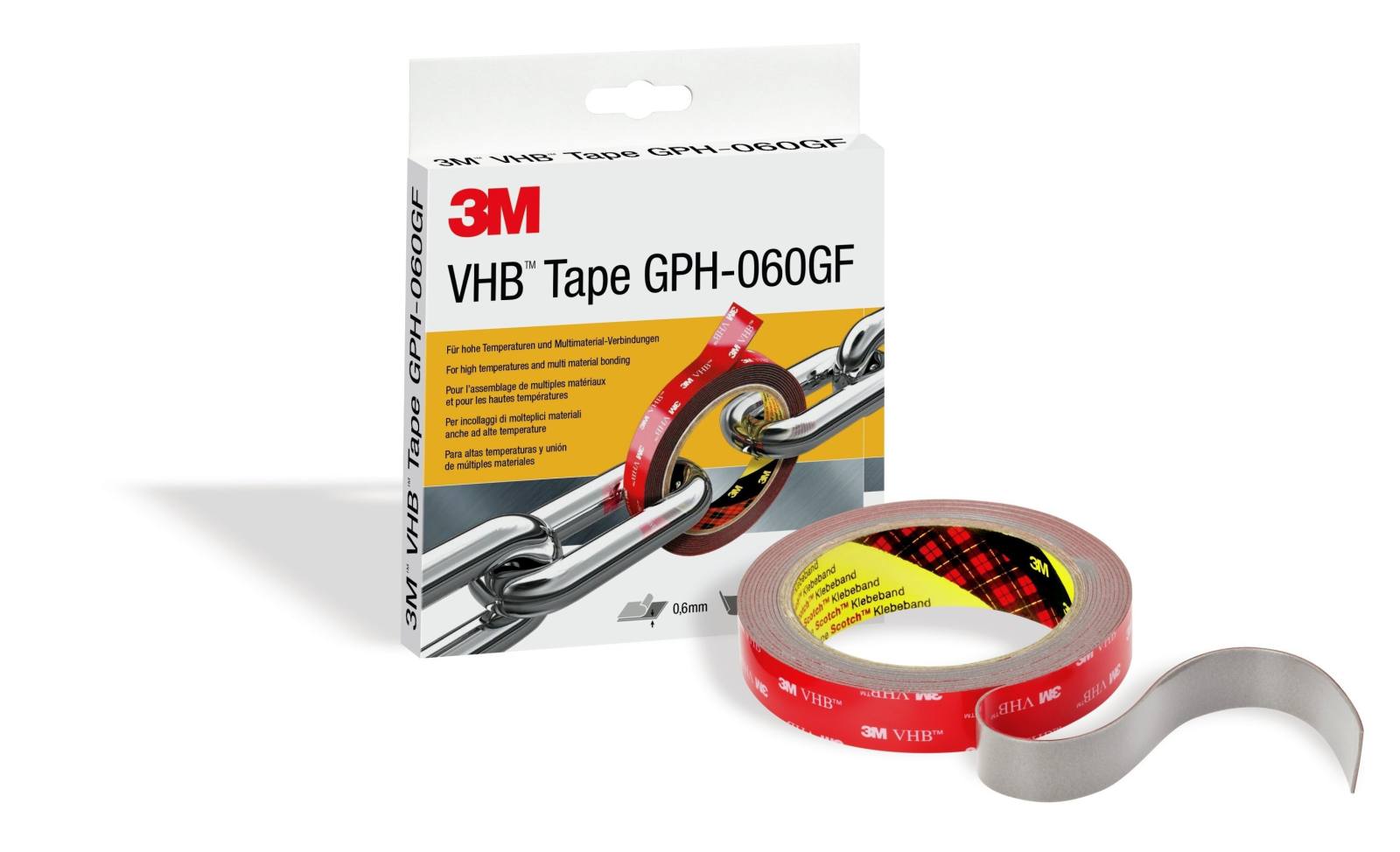 3M VHB kleefband GPH-060GF, grijs, 19 mm x 3 m, 0,6 mm
