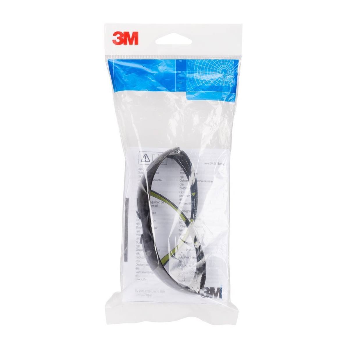 3M SecureFit 400 Schutzbrille, schwarze/grüne Bügel, Antikratz-/Anti-Fog-Beschichtung, graue Scheibe, SF402AS/AF-EU