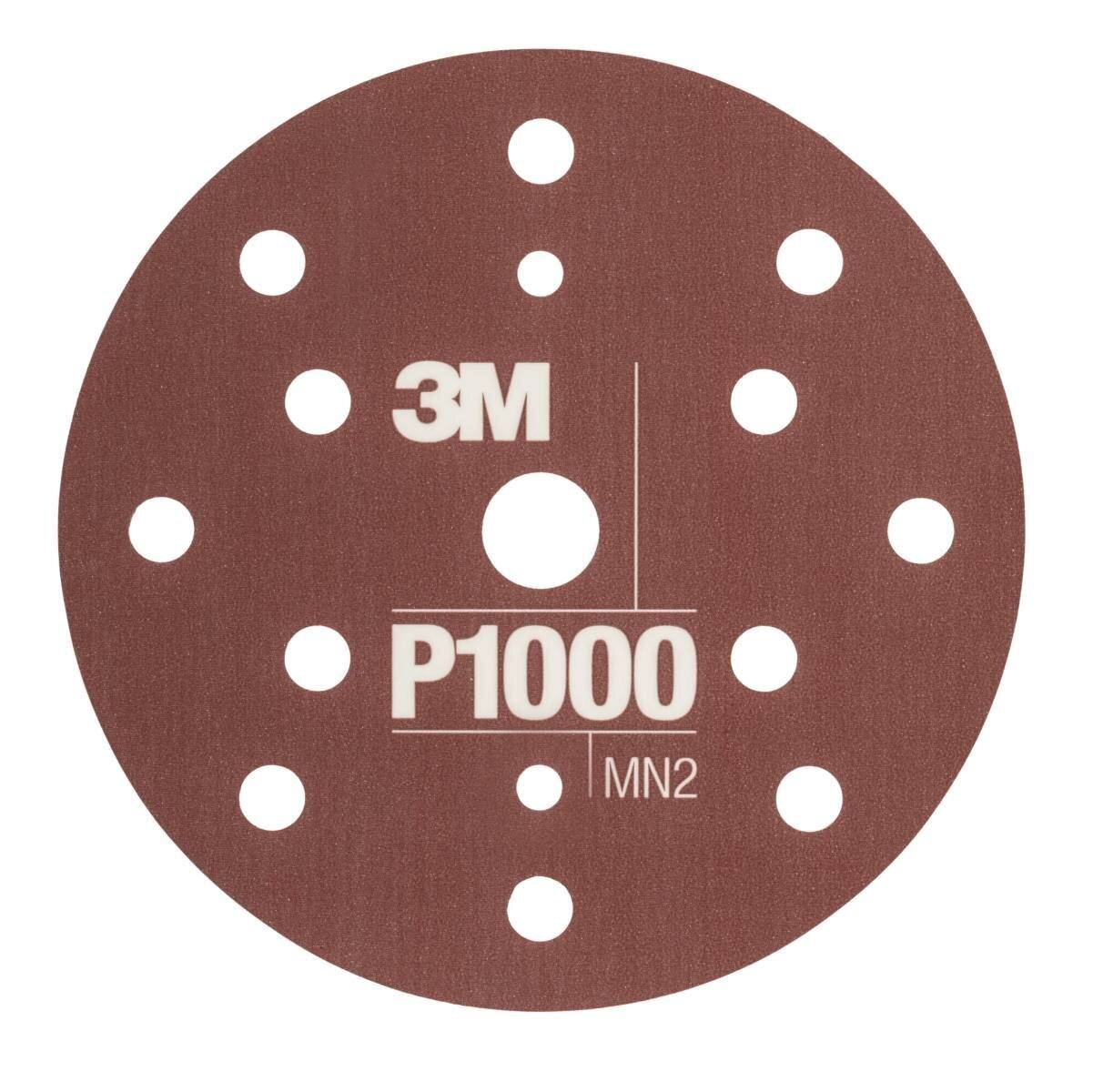 3M Hookit Flexibele schuurschijven, bruin, 150 mm, 15 gaten, P1000, 25 stuks / verpakking