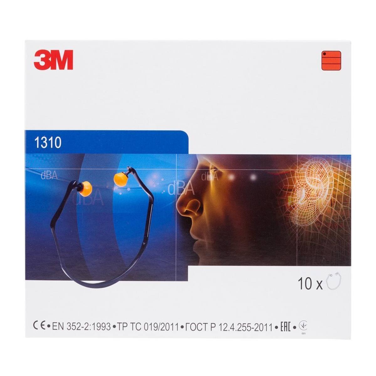 3M 1310 ear muffs, particularly comfortable thanks to the elastic temple design, SNR = 26 dB