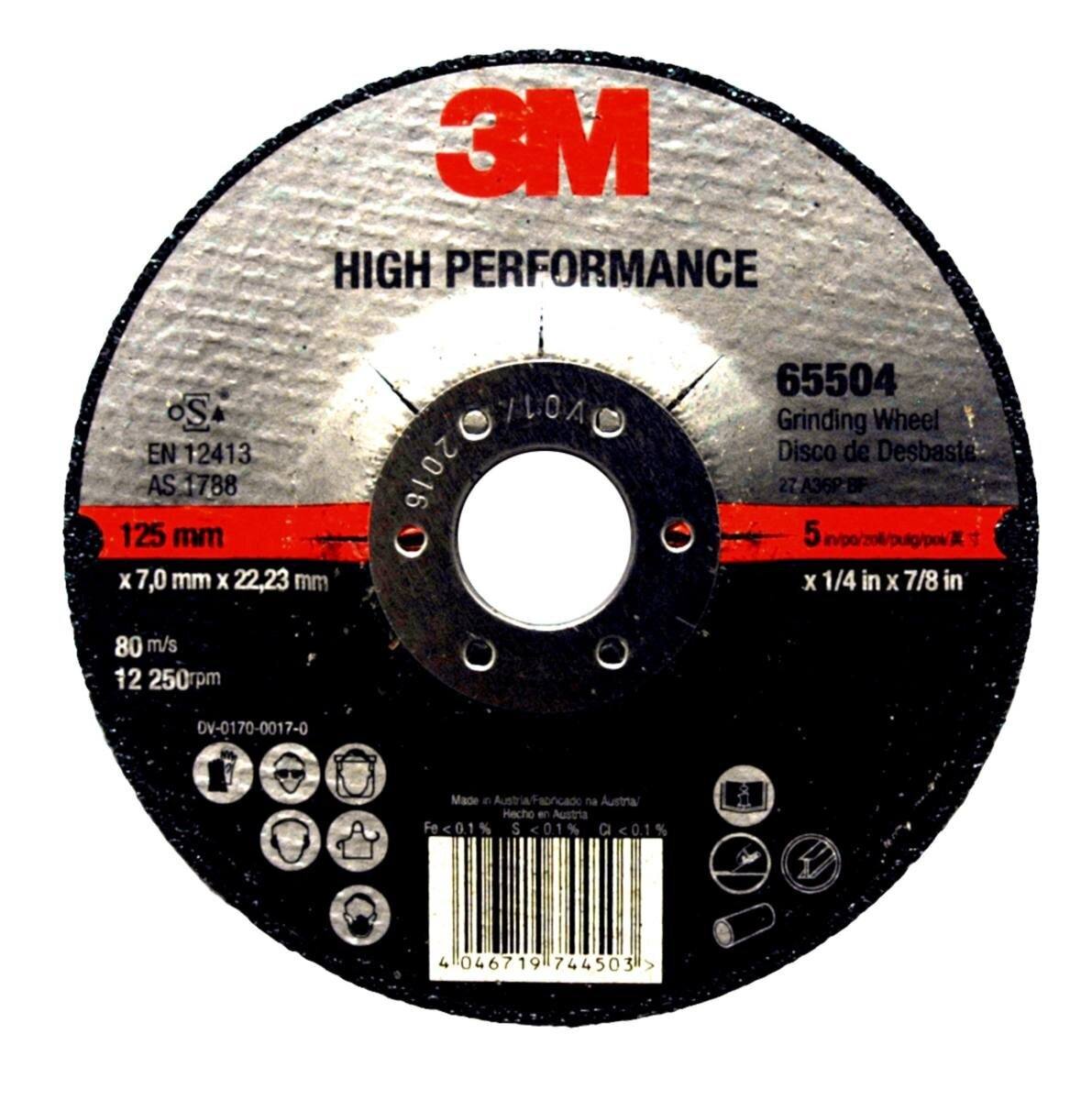 3M High Performance grinding disc, 230 mm, 7.0 mm, 22.23 mm, type 27 #65497