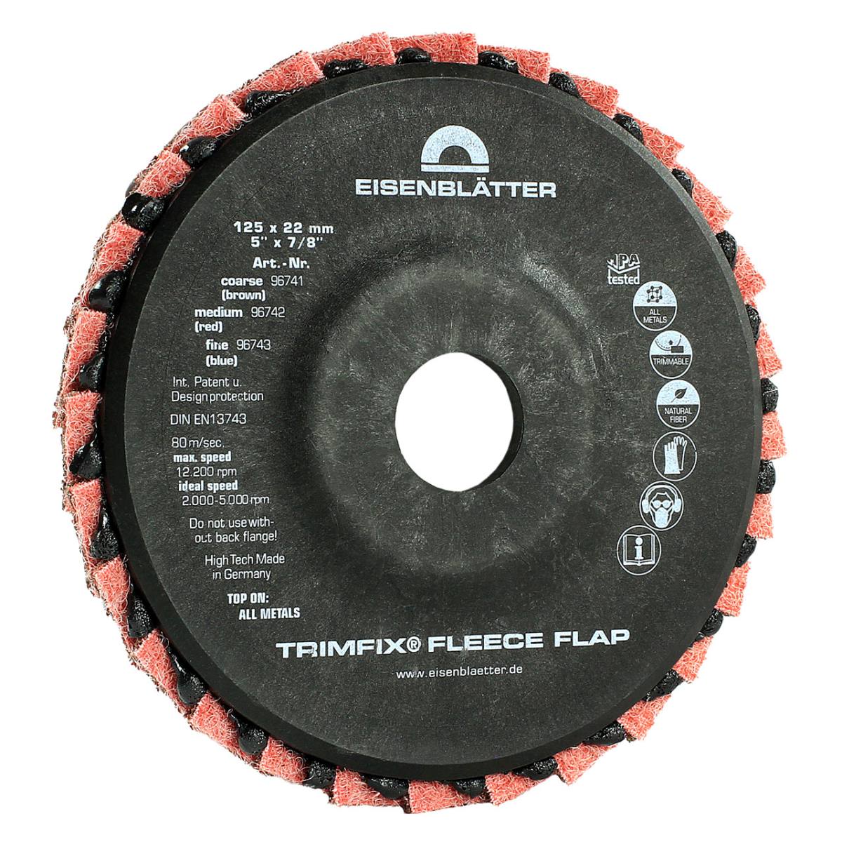 TRIMFIX Fleece-läppä, 125 mm x 22,2 mm, keskikokoinen