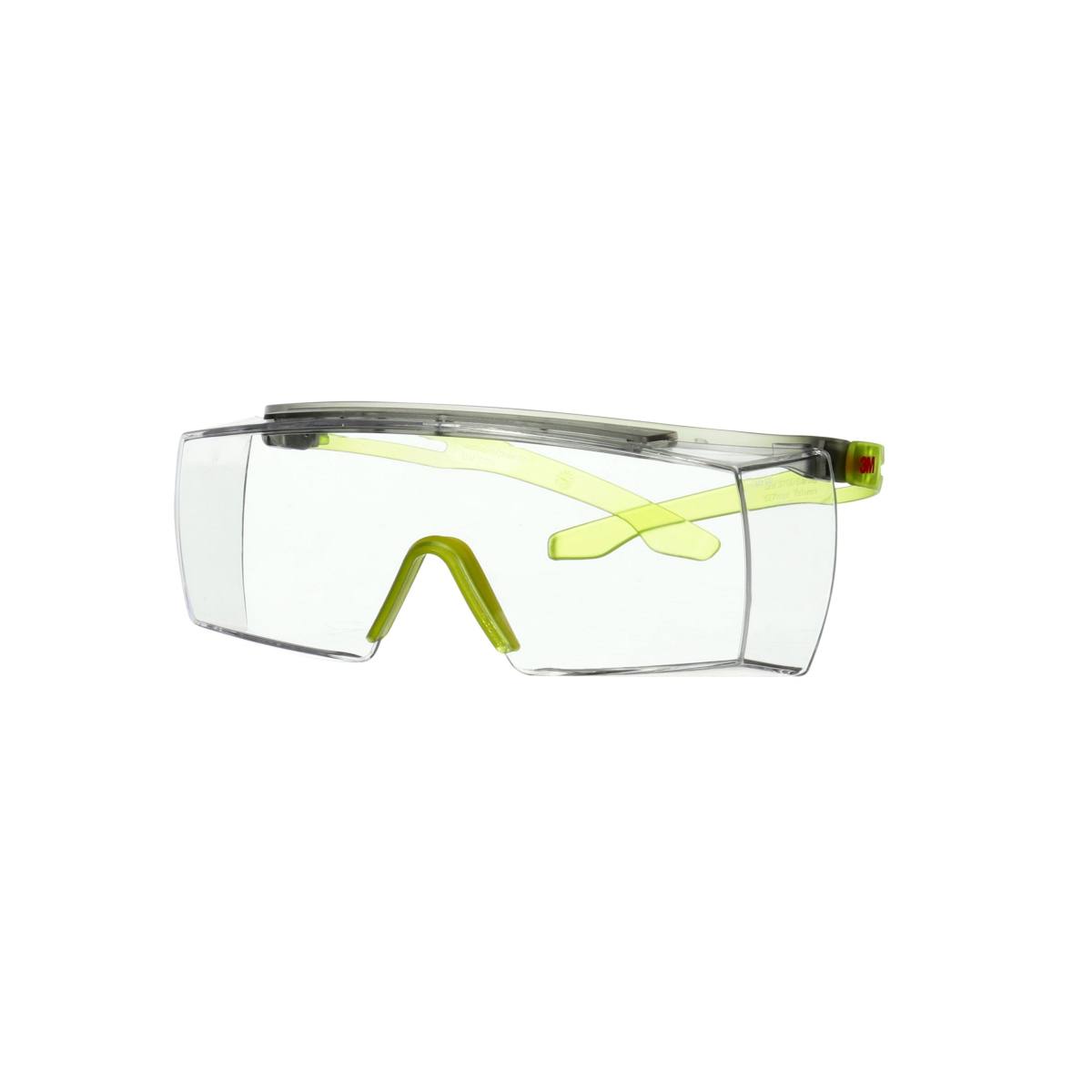 3M SecureFit 3700 over spectacles, lime green temples, Scotchgard anti-fog coating (K&amp;N), clear lens, angle-adjustable, SF3701SGAF-GRN-EU
