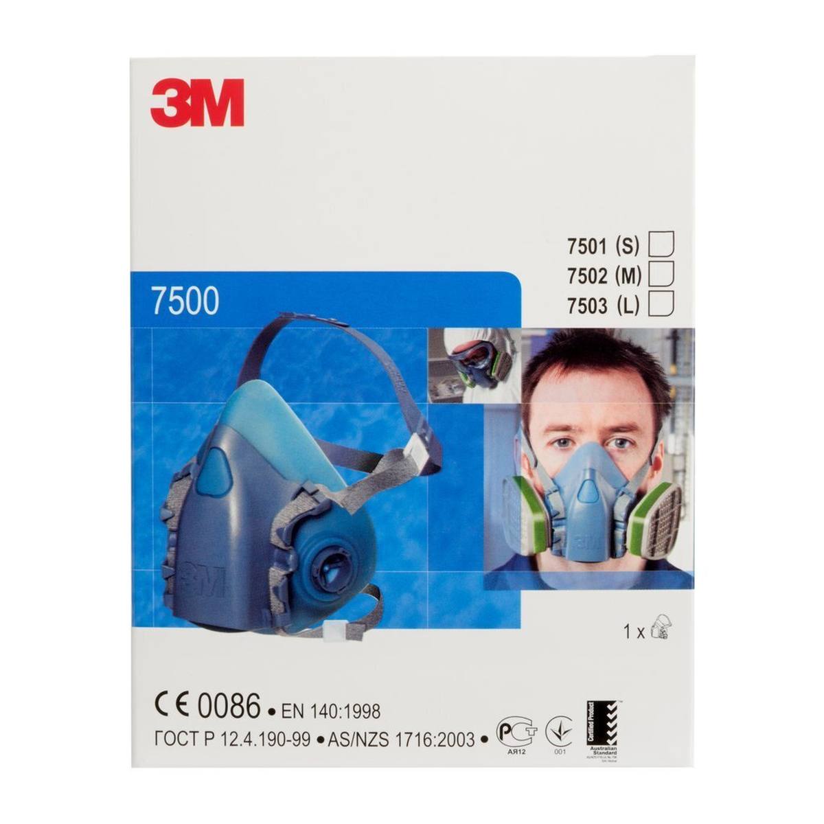 3M 7501S Halfgelaatsmasker lichaam siliconen / thermoplastisch polyester maat S