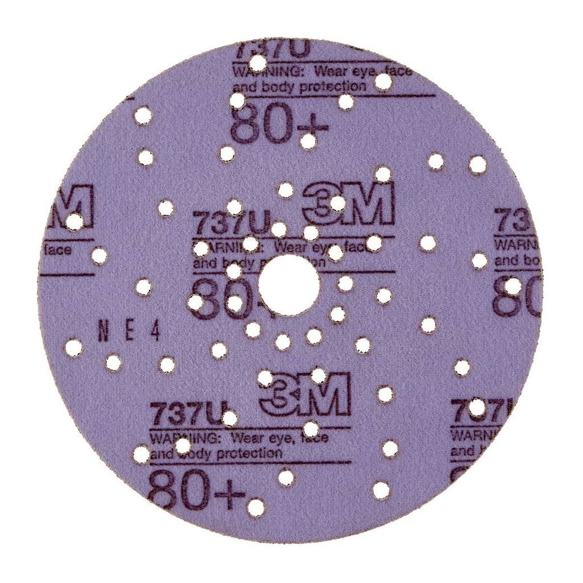 3M Hookit discos adhesivos de gancho y bucle Purple Premium 737U, 150 mm, P80, Multiagujero #51369