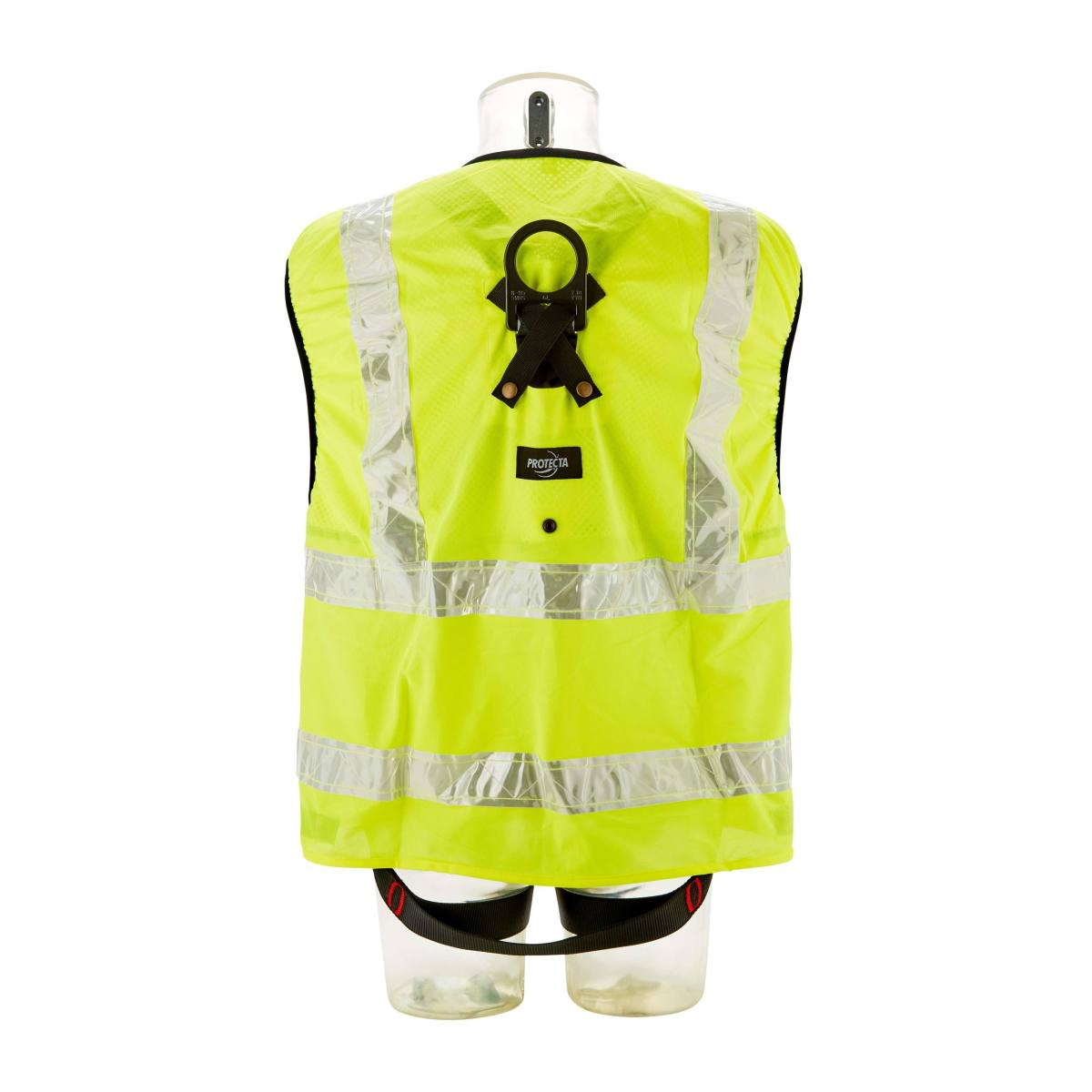 3M PROTECTA safety harness - chest and rear fall arrest eyelets neon yellow high-visibility vest standard VS chest and rear fall indicators belt end depot label protection with labeling field black coated fittings lanyard holder M/L