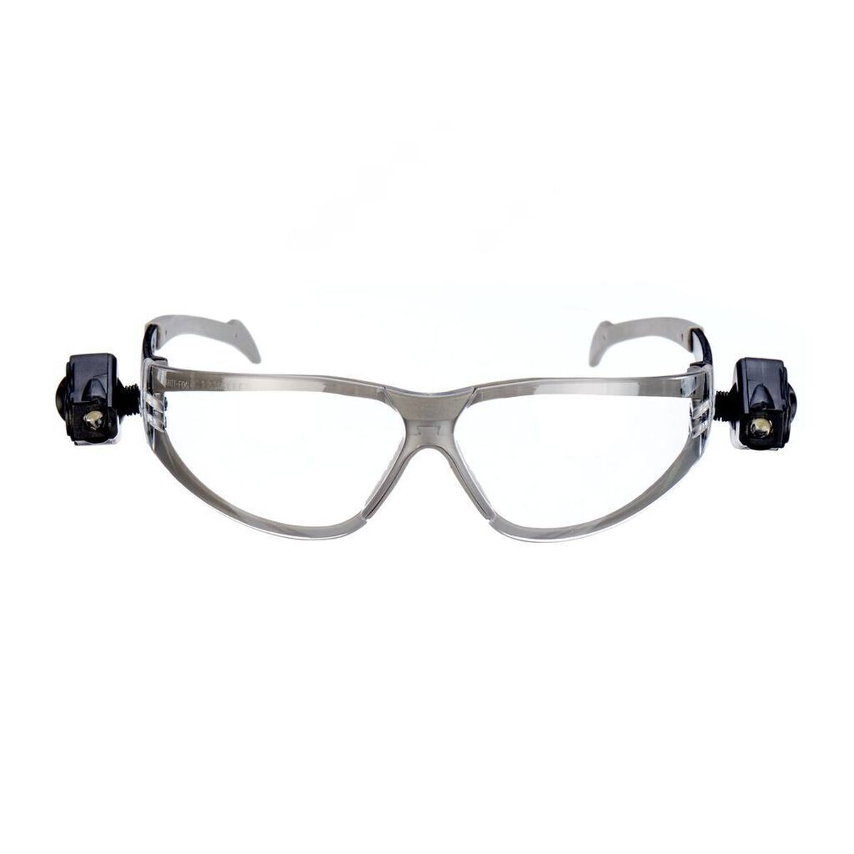 occhiali di sicurezza 3M LED Light Vision AS/AF/UV, PC, trasparenti, con LED regolabile, incluso sacchetto in microfibra LEDLV