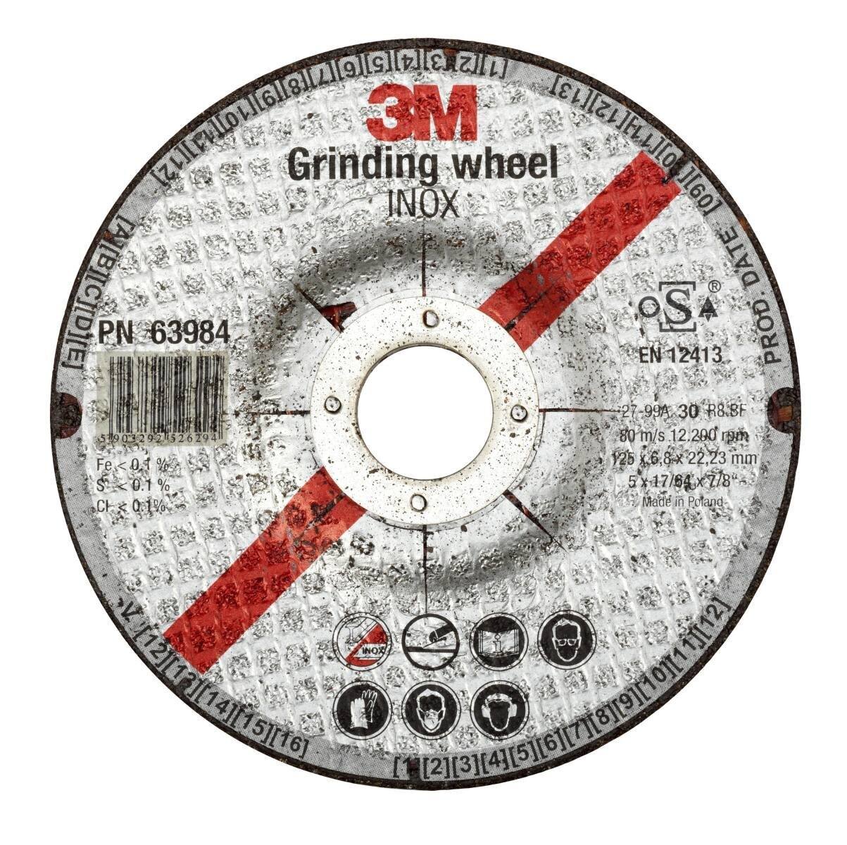 3M grinding disc INOX, 230 mm, 6.8 mm, 22.23 mm, P30, type 27 #63986