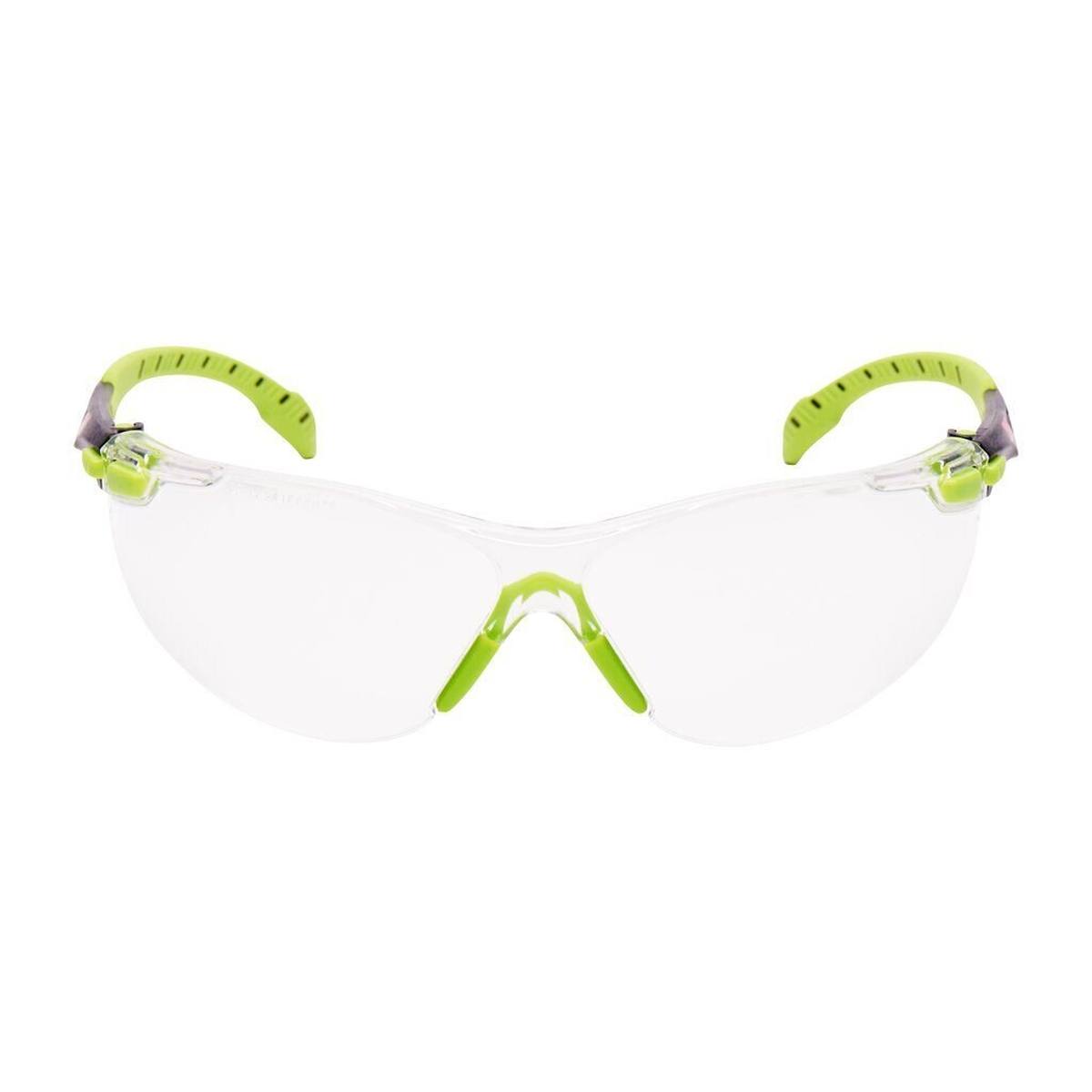 occhiali di sicurezza 3M Solus 1000, aste verdi/nere, rivestimento Scotchgard antiappannamento/antigraffio (K&amp;N), lente chiara, S1201SGAF-EU