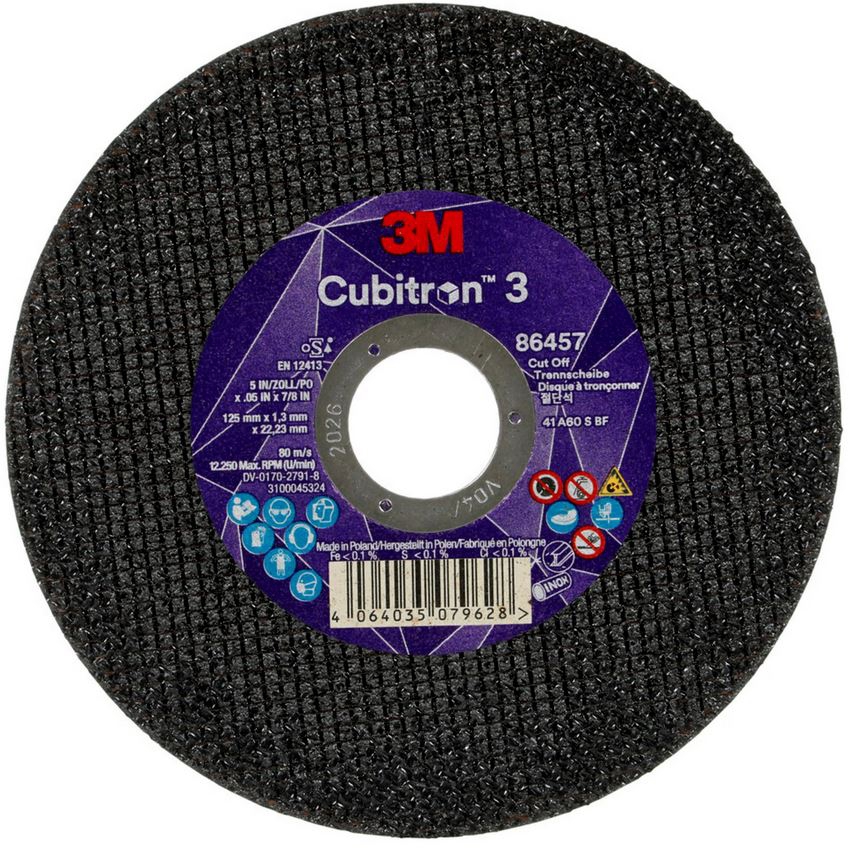 3M Cubitron 3 disco da taglio, 125 mm, 1,3 mm, 22,23 mm, 60 , tipo 41 #86457