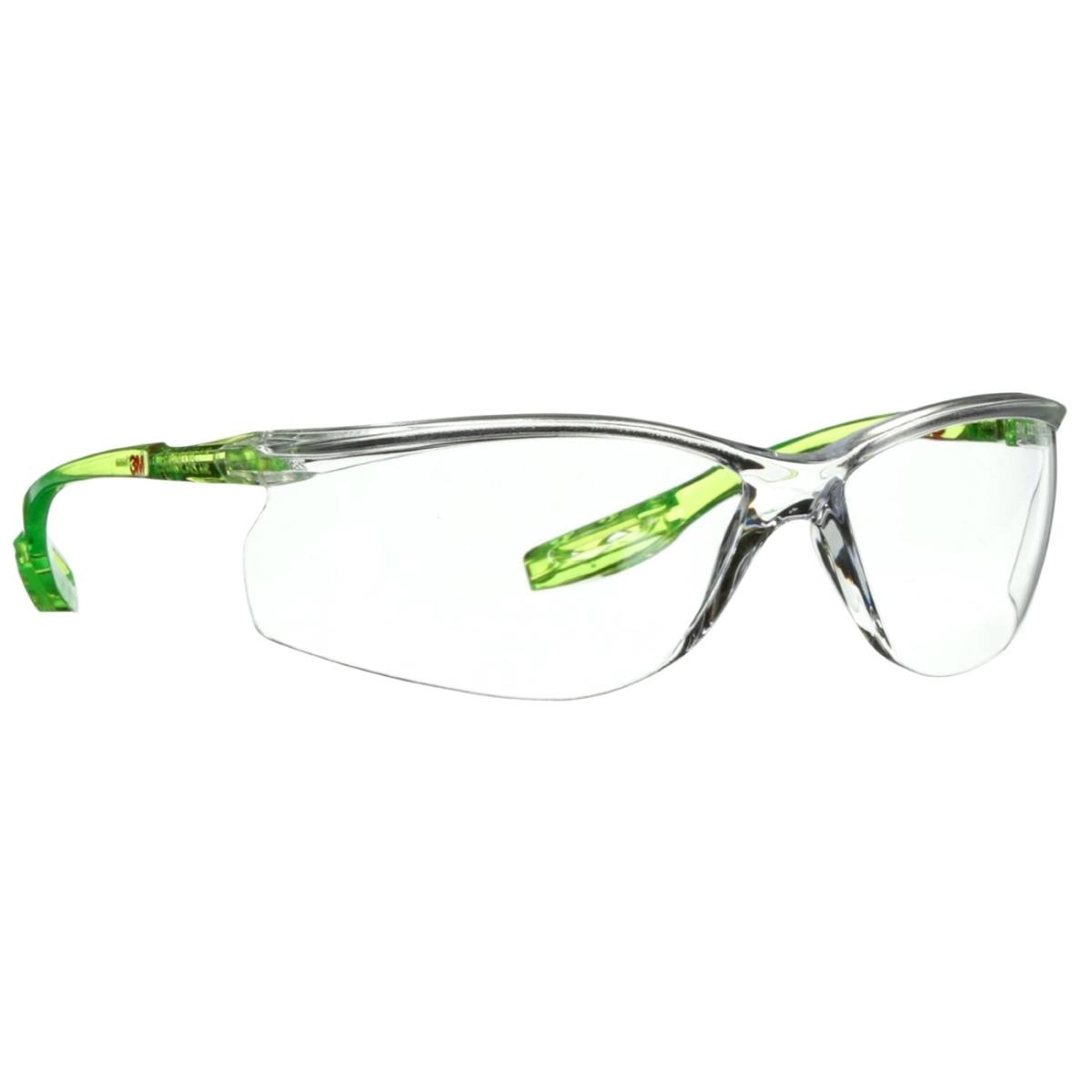 3M Solus safety spectacles CCS series, lime green temples, Scotchgard anti-fog/anti-scratch coating (K &amp; N), clear lenses, SCCS01SGAF-GRN-EU