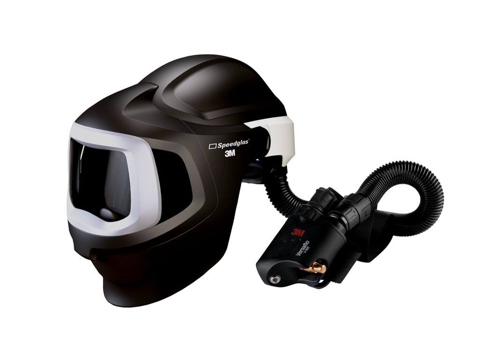 3M Speedglas Schweißmaske 9100 MP, ohne ADF, mit Versaflo V-500E Druckluftatemschutz, Luftschlauch QRS, Adapter 5333506, Luftmengenmesser inkl. Aufbewahrungstasche #578800