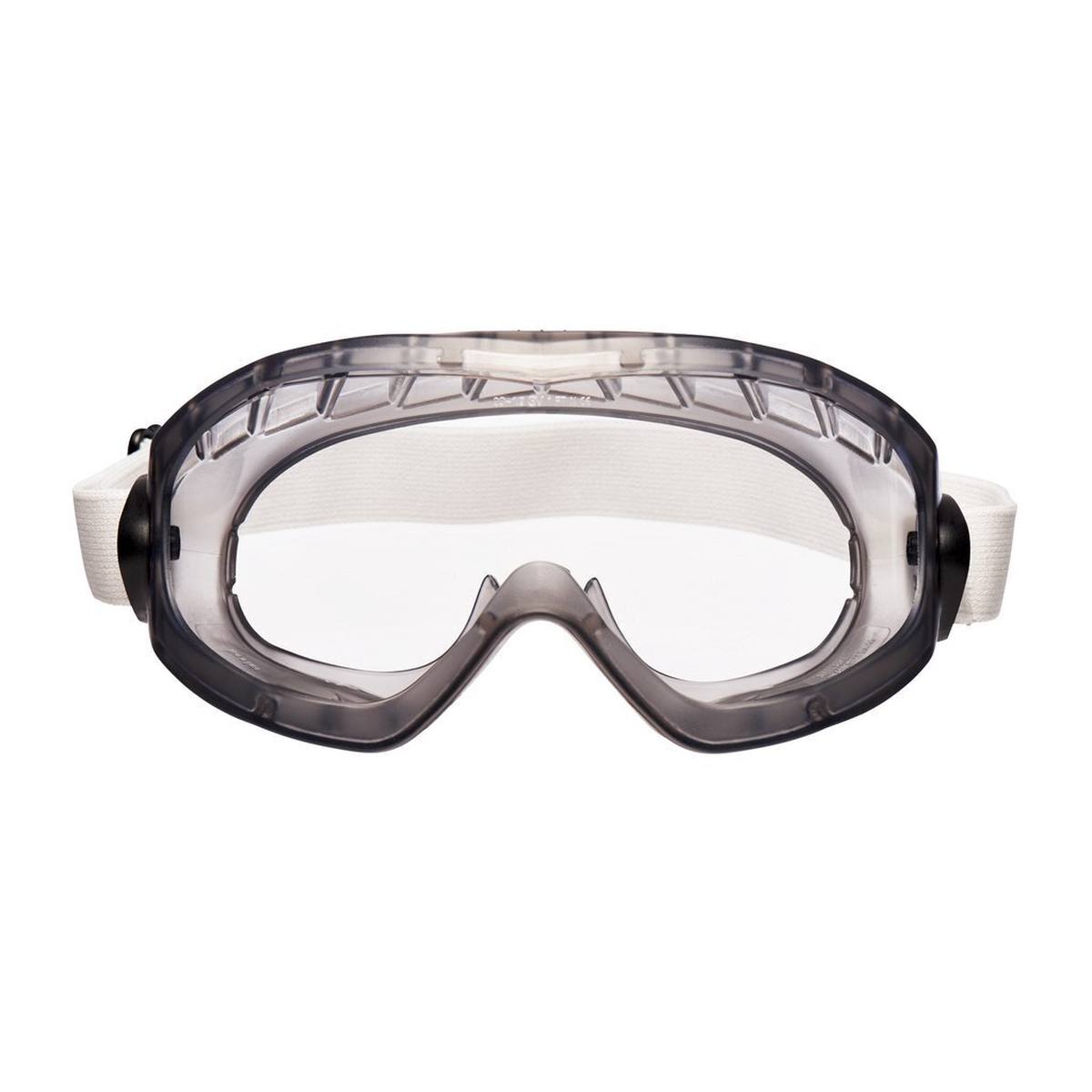 3M 2890SA Lunettes-masque, revêtement acétate, AS/AF/UV, PC, sans fente d'aération (étanche aux gaz), articulations réglables