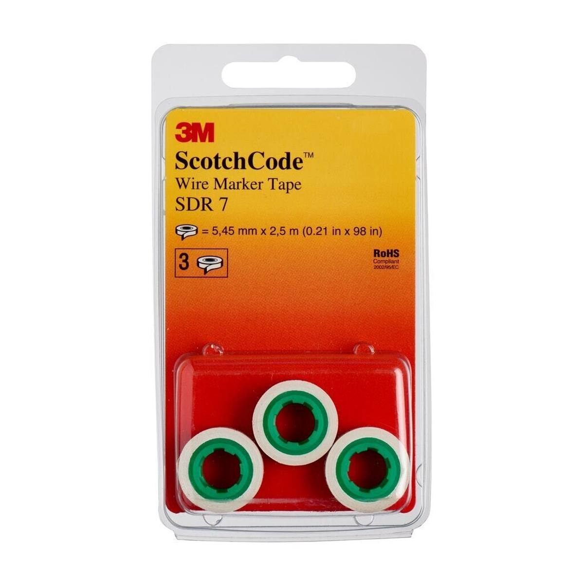 3M ScotchCode SDR-7 cable marker refill rolls, number 7, pack of 3