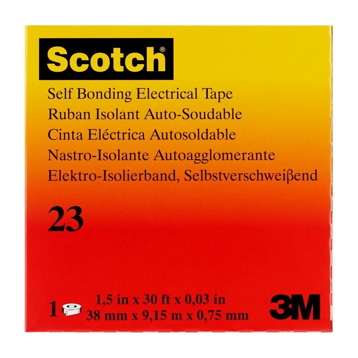3M Scotch 23 Selbstverschweißendes Ethylen-Propylen-Kautschuk-Band, Schwarz, 38 mm x 9,15 m, 0,76 mm