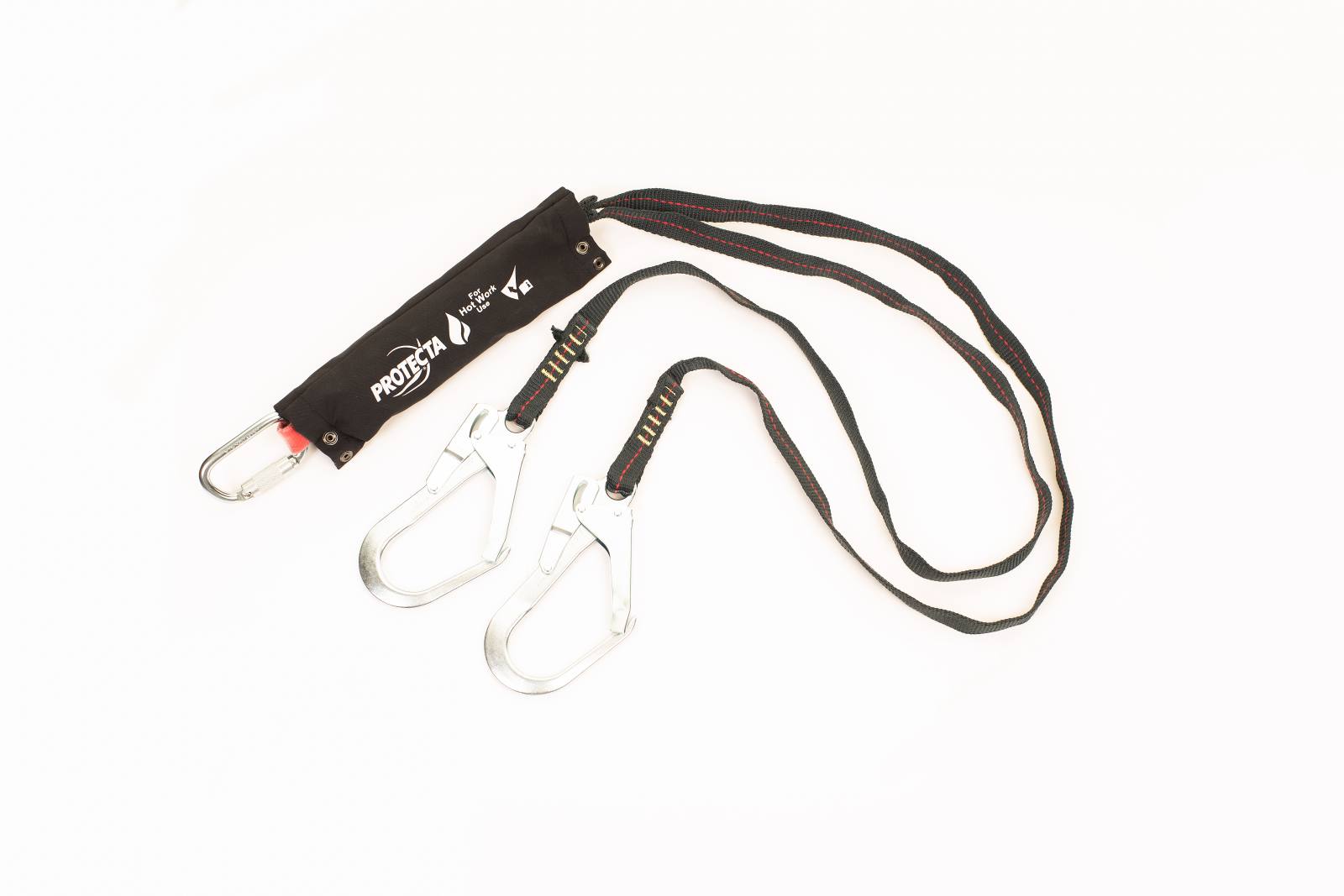 3M PROTECTA Pro heat-resistant Y-connector with strap shock absorber, length: 2 m, heat-resistant up to 371 Â°C, AJ514 Twist-Lock steel carabiner opening width 17 mm and 2 pieces of AJ595 steel pipe hooks opening width 50 mm, 2.0 m