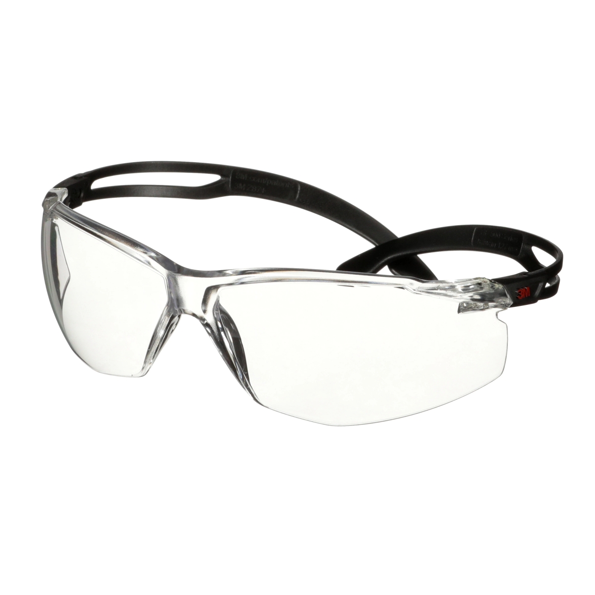 3M SecureFit 500 safety spectacles, black temples, anti-scratch/anti-fog coating, clear lens, SF501AF-BLK