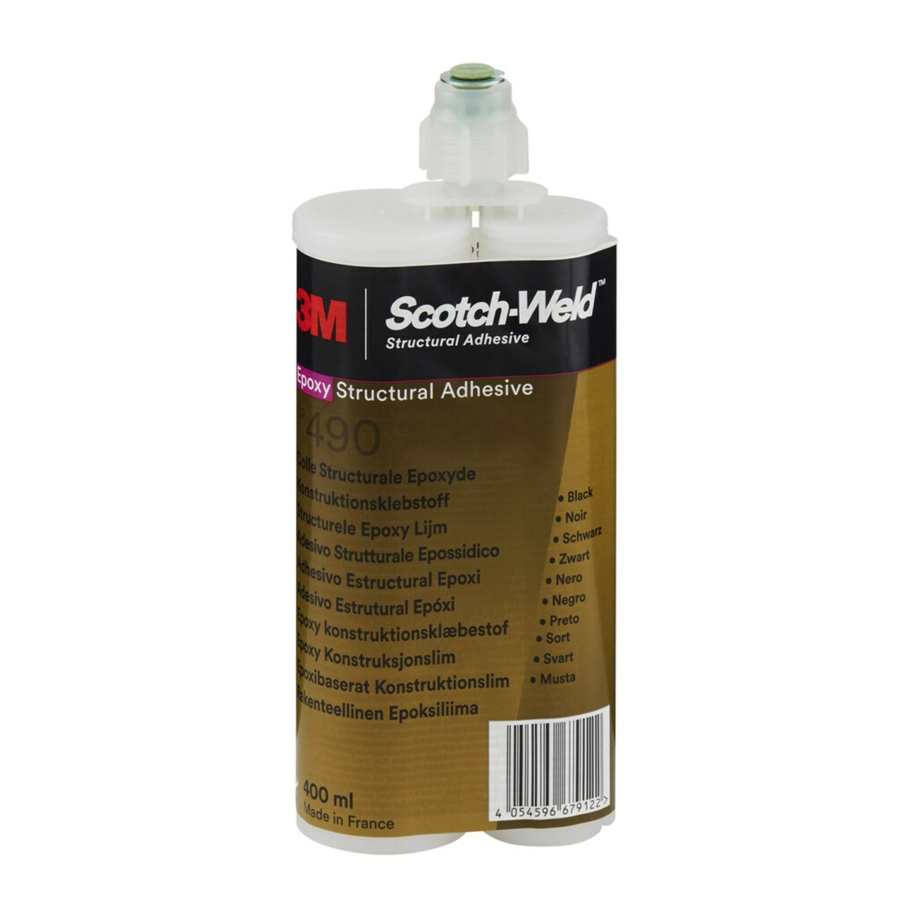3M Scotch-Weld Adhesivo de construcción de 2 componentes a base de resina epoxi para el sistema EPX DP 490, negro, 400 ml