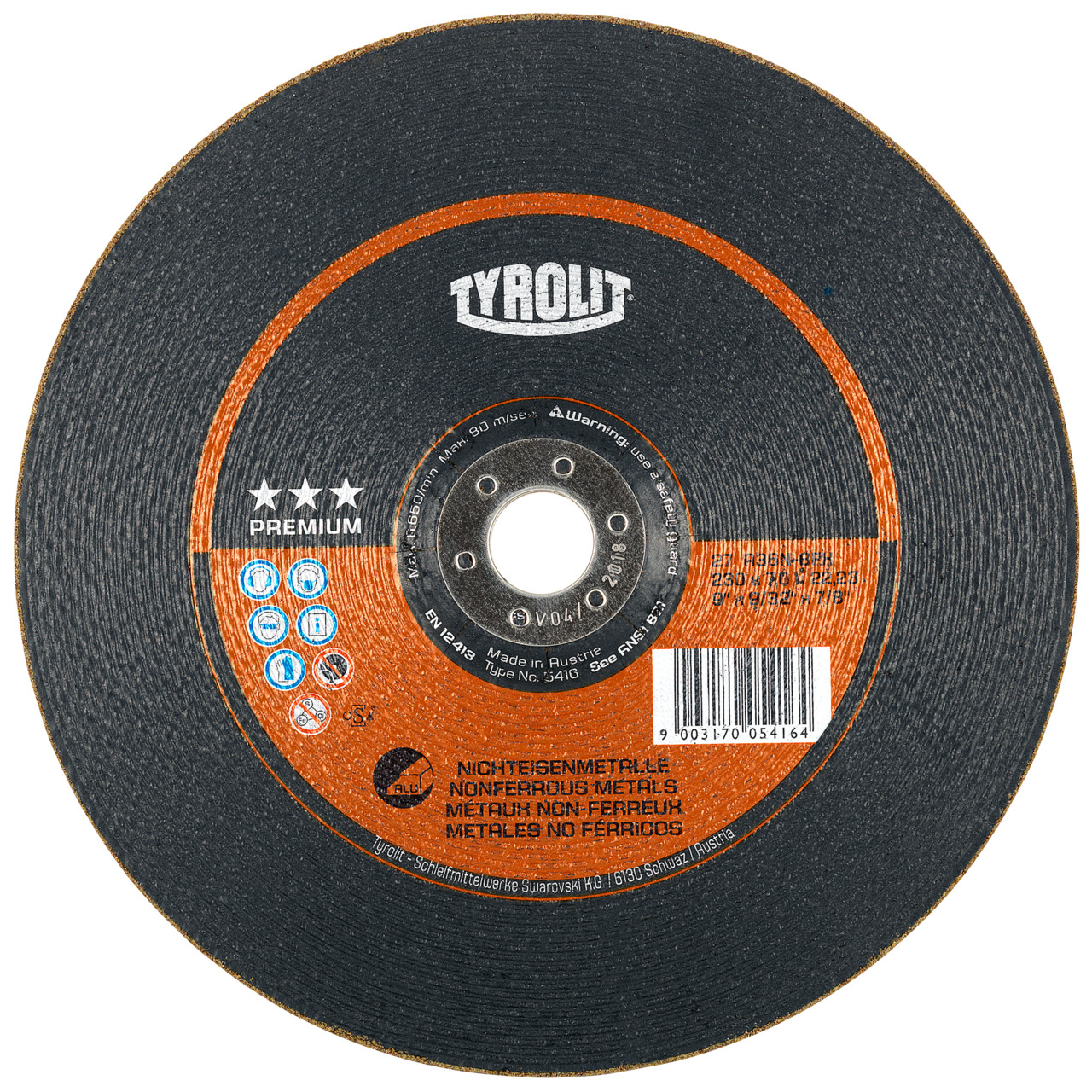Tyrolit Roughing disc DxUxH 230x4x22.23 For non-ferrous metals, shape: 27 - offset version, Art. 46586
