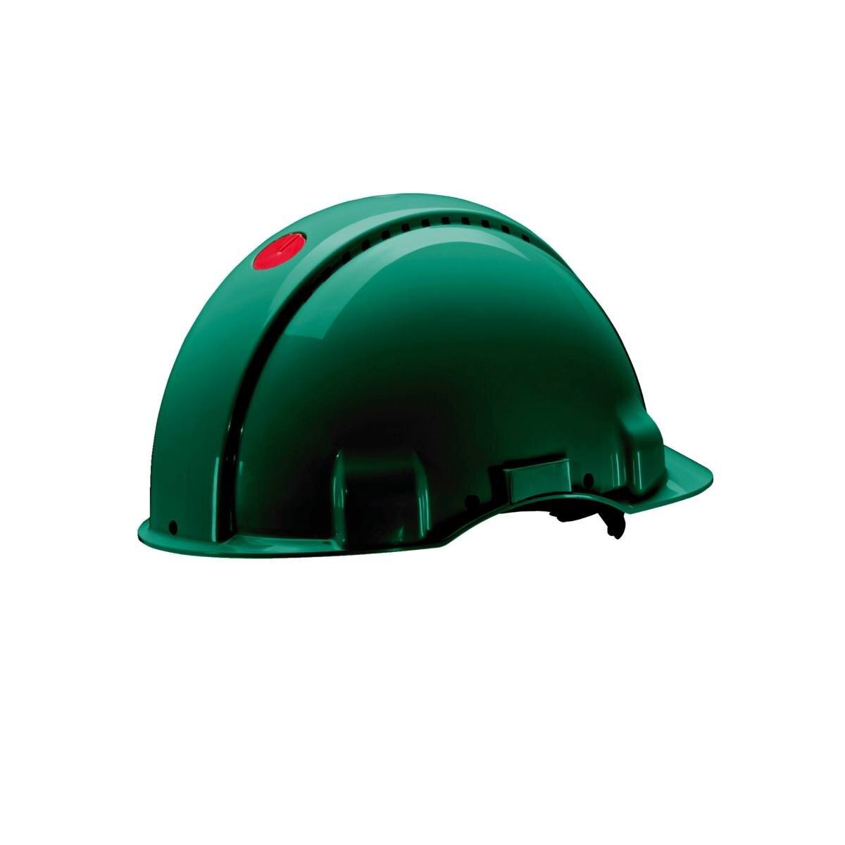 elmetto di sicurezza 3M G3000 G30DUG di colore verde, ventilato, con uvicatore, pinlock e fascia antisudore in pelle