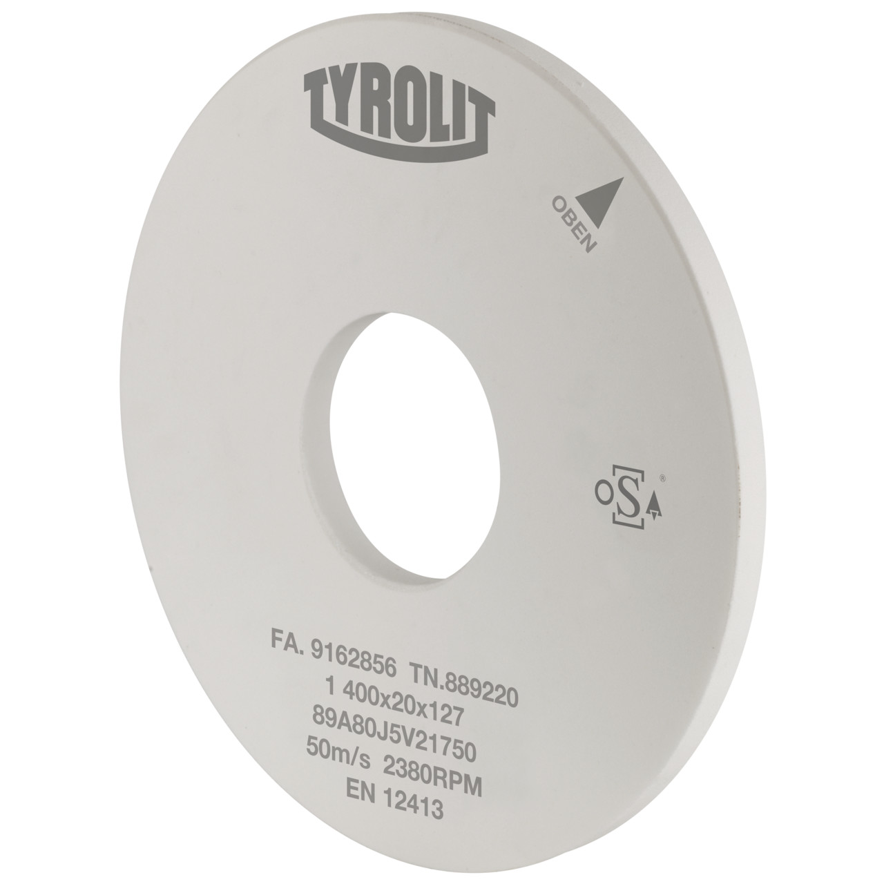Tyrolit Rettifica cilindrica esterna Ceramica convenzionale DxDxH 400x30x127 Per acciai non legati e basso legati, forma: 1, Art. 39869