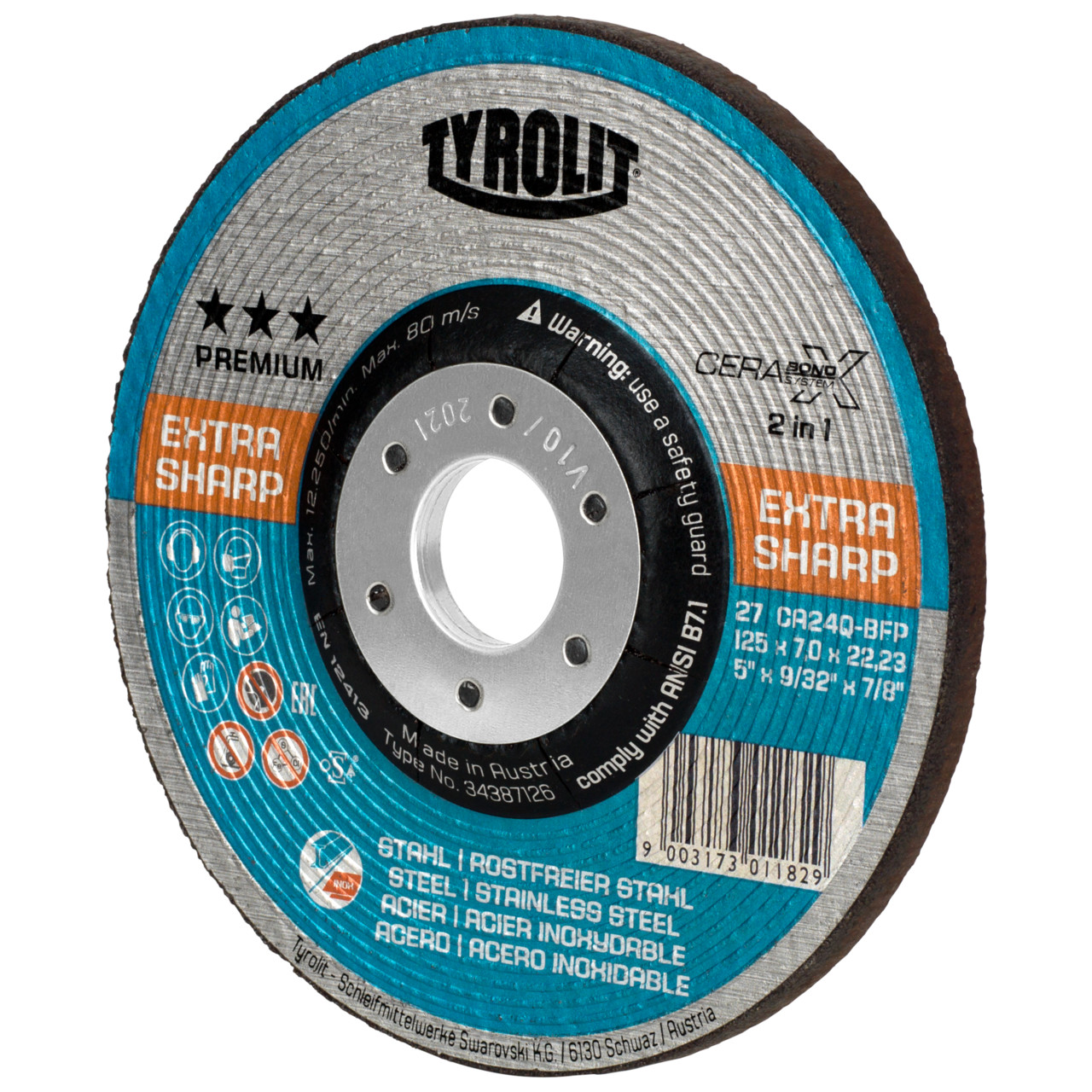 Tyrolit Roughing disc DxUxH 230x7x22.23 CERABOND X for steel and stainless steel