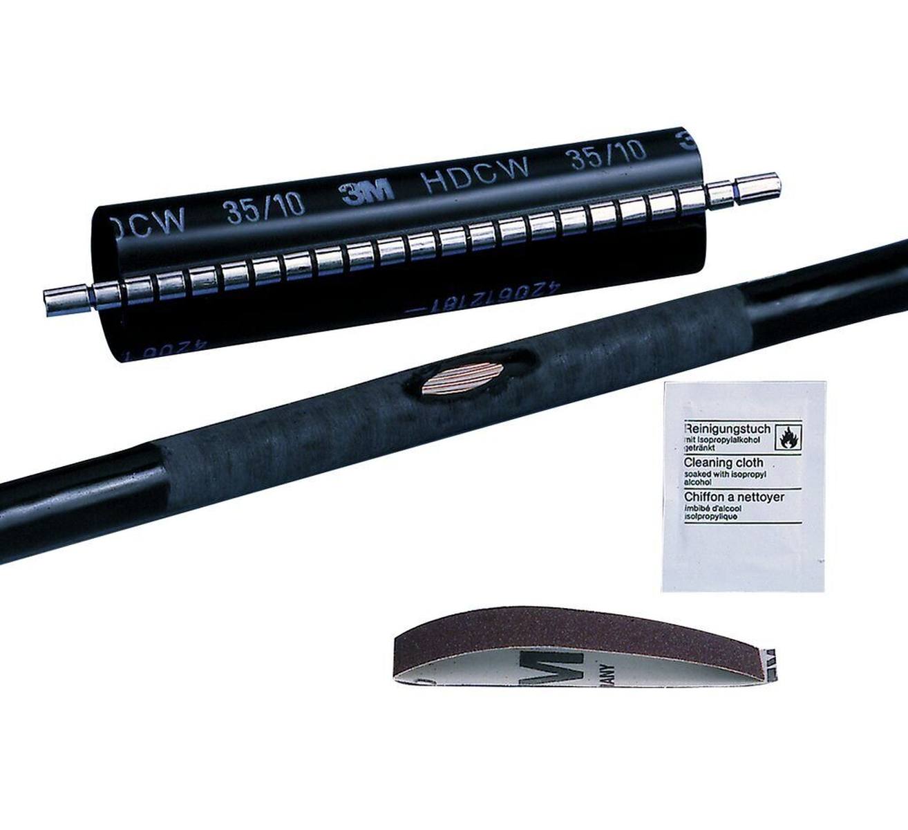  3M HDCW lämpökutistuva korjausholkki, musta, 55/15 mm, 250 mm