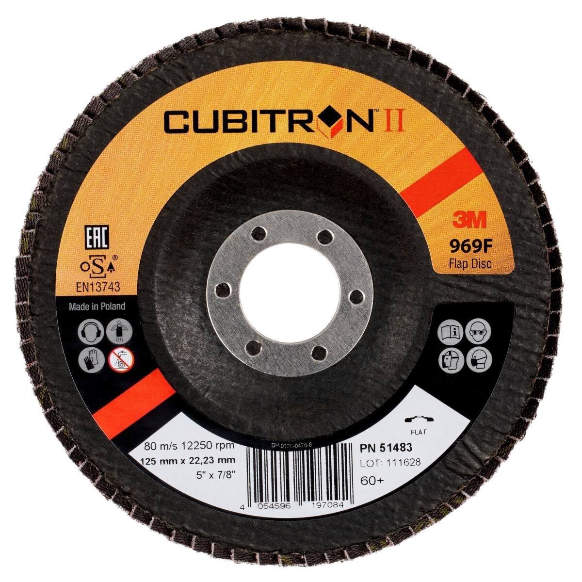 3M 969F Cubitron II flap discs d=125mm P60+ #51483 flat