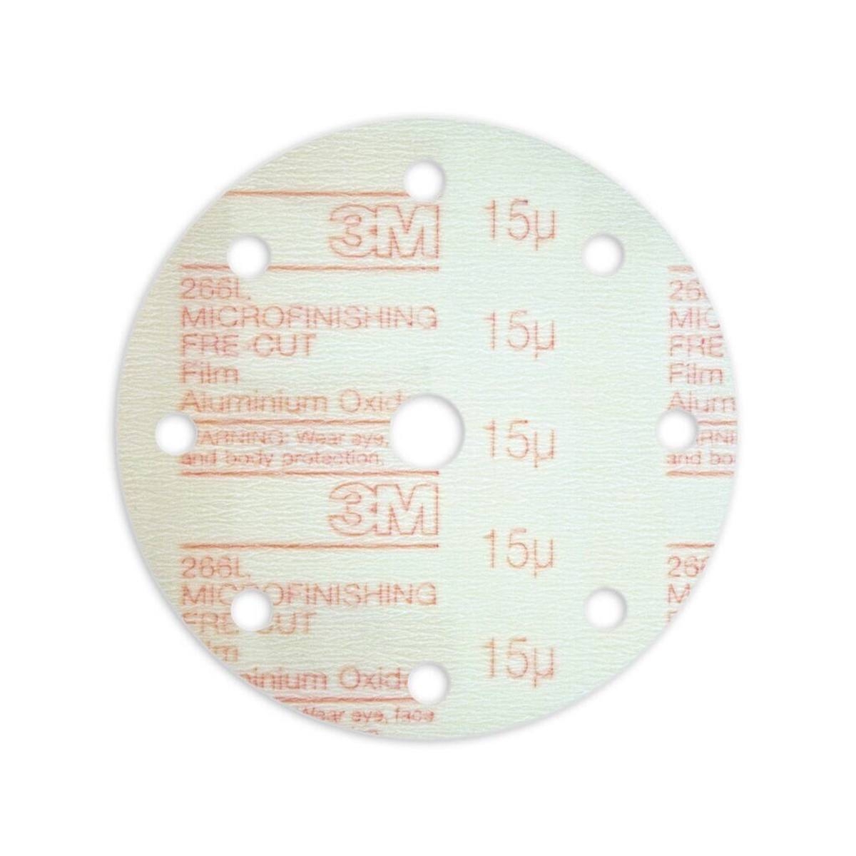Disco per microfinitura 3M Hookit con gancio e anello 266L, 150 mm, LD801A, 9 fori, 60 micron #00145