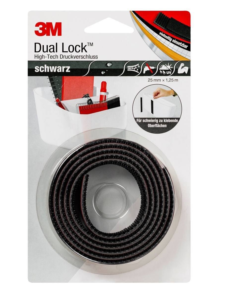 3M Dual Lock flexible pressure seal SJ3870, black, 25.4 mm x 1.25 m, 6.1 mm, 40 heads/cm2