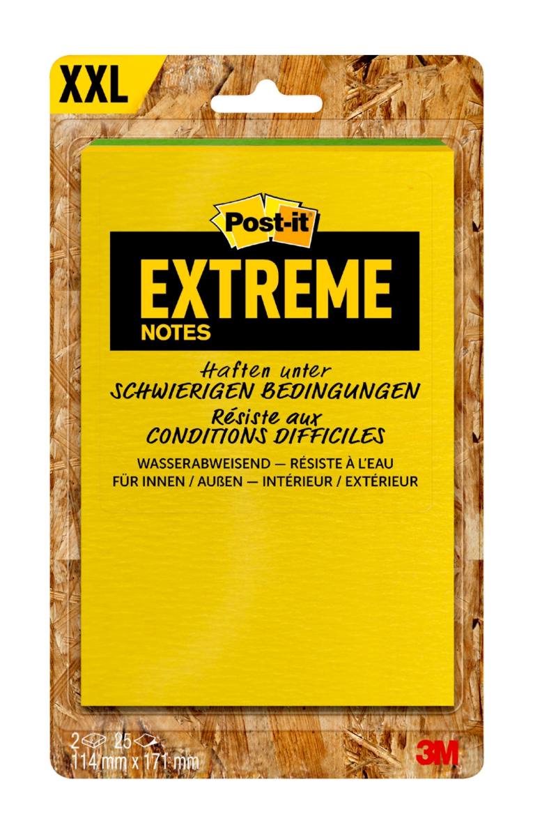 3M Post-it Extreme Notes, 114 x 171 mm, 2er Pack in den Farben gelb/grün oder orange/grün, im Mischkarton