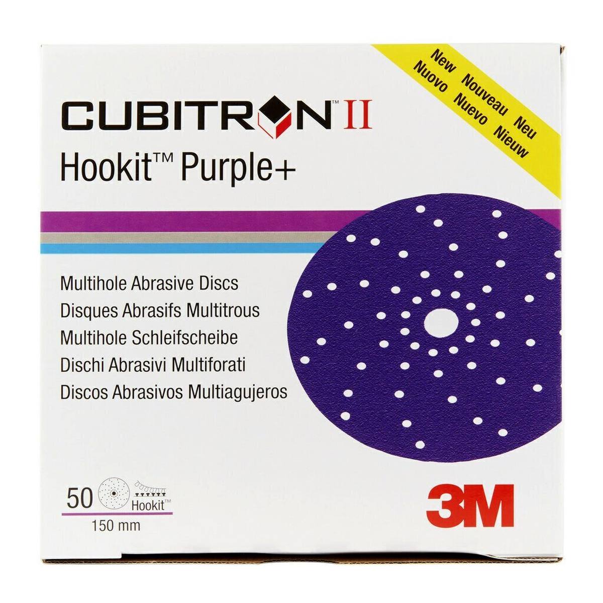  3M Hookit Tarrakiinnitteiset levyt Purple Premium 737U, 150 mm, P400+, monireikäinen levy
