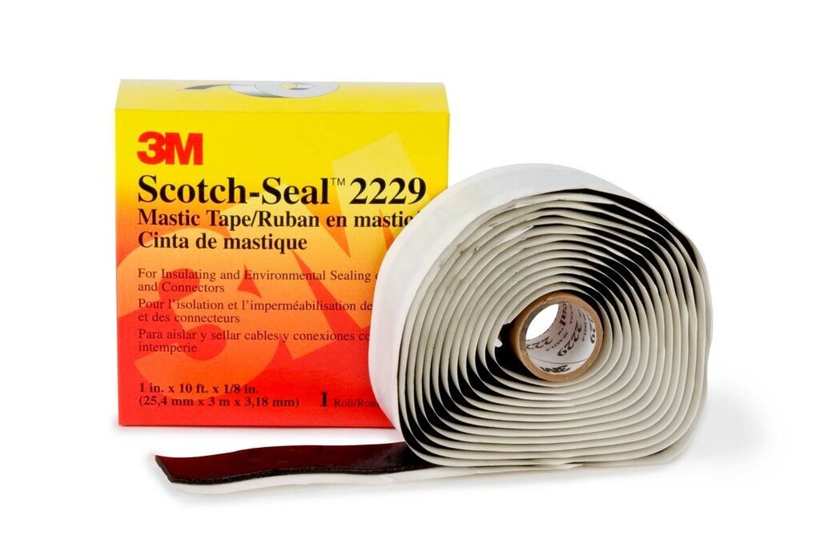 3M Scotch 2229 mastic tape, self-sealing, black, 25.4 mm x 3 m, 3.2 mm
