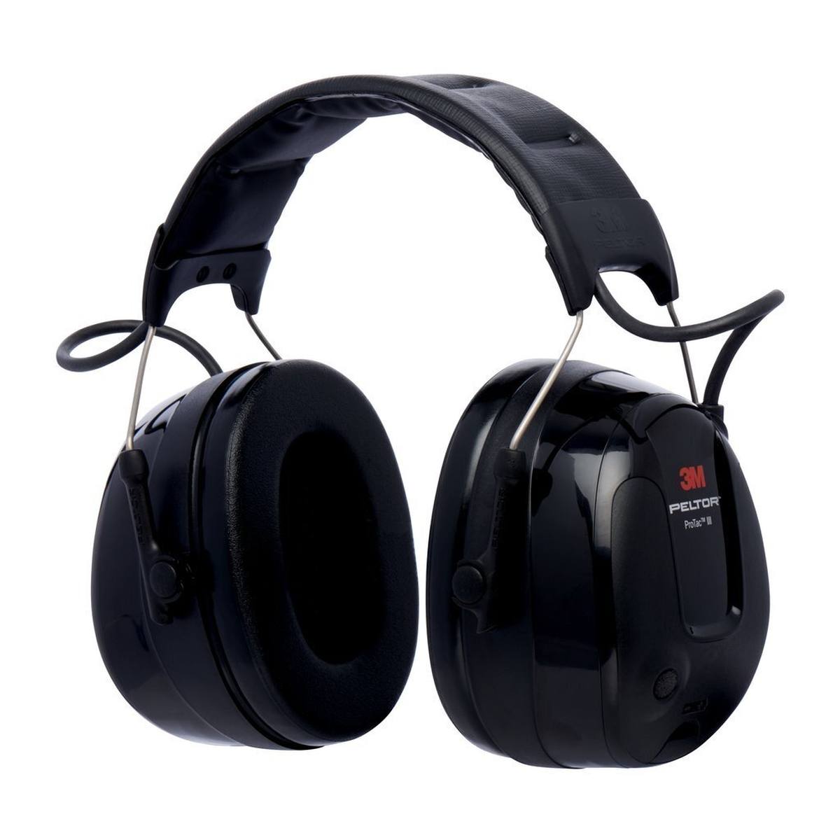 3M PELTOR ProTac III headset, zwart, helmuitvoering, met actieve, niveau-afhankelijke dempingstechnologie voor het waarnemen van omgevingsgeluid, SNR=31 dB, scwar