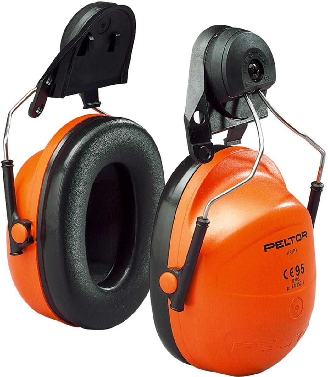 3M PELTOR Earmuffs, helmet attachment, orange, with helmet adapter P3E (for all 3M helmets, except G2000), SNR=28 dB, H31P3EO