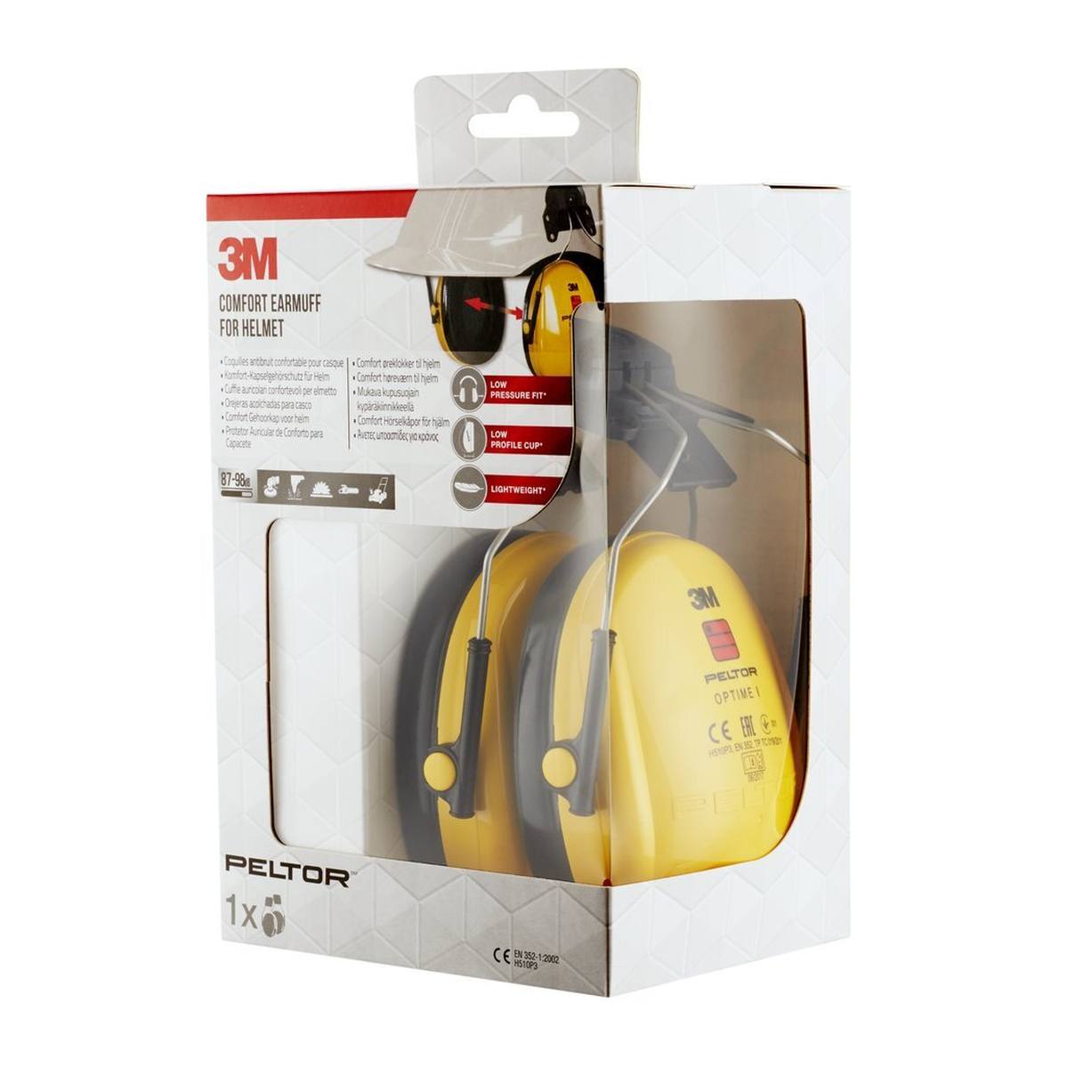 3M PELTOR Optime I earmuffs, helmet attachment, with helmet adapter, H510P3 (87 to 98 dB)