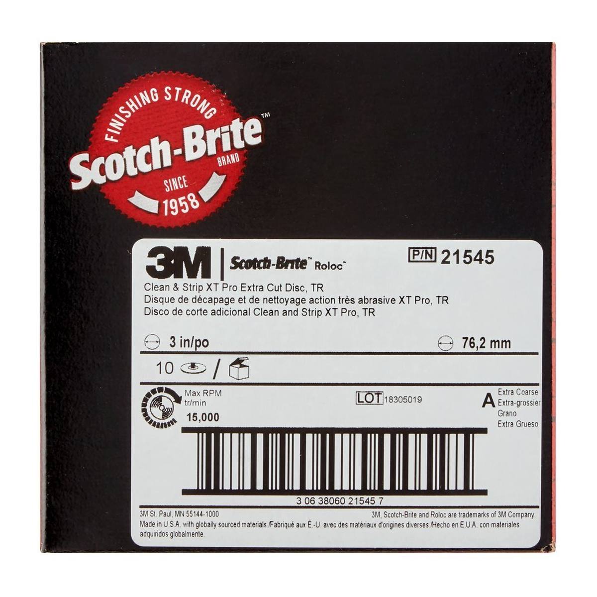 3M Scotch-Brite Roloc disque de nettoyage grossier XT-DR Pro Extra Cut, 75 mm, A, extra coarse