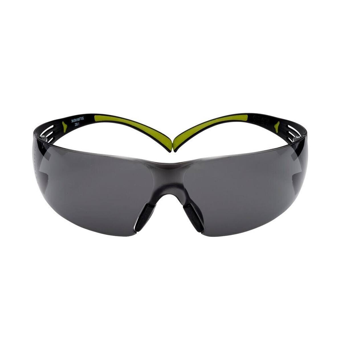 3M SecureFit 400 safety spectacles, black/green temples, anti-scratch/anti-fog coating, grey lens, SF402AS/AF-EU
