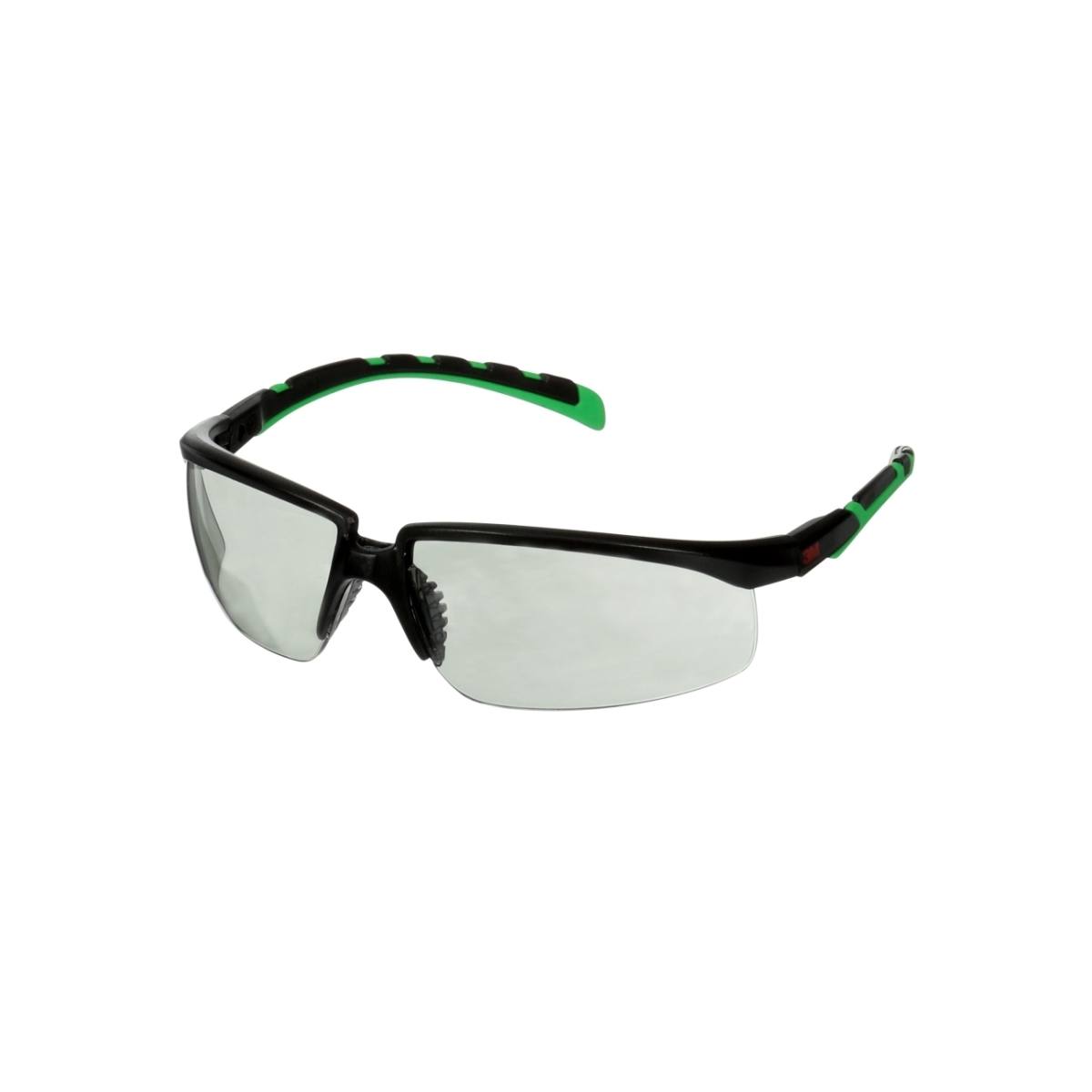 3M Solus 2000 Schutzbrillen, Rahmen schwarz/grün, Antikratz-Beschichtung + (K), graue Scheibe IR 1,7, S2017ASP-BLK