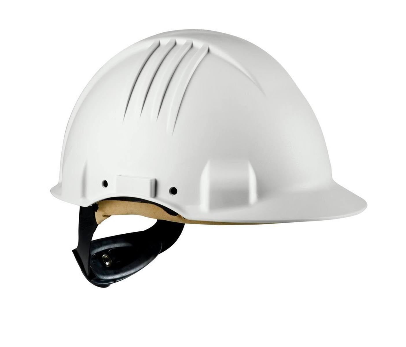 3M High-temperature safety helmet, ratchet fastening, non-ventilated, dielectric 1000 V, leather sweatband, white, G3501M-VI