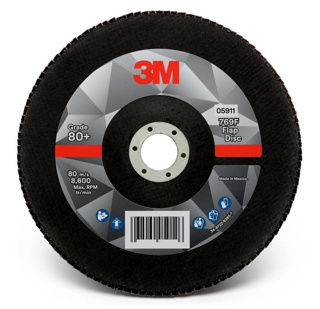 3M flap disc 769F, 115 mm, 22.23 mm, P60 , conical