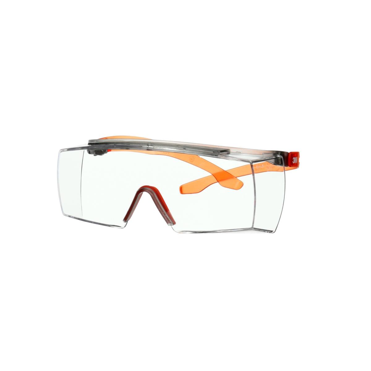 3M SecureFit 3700 over spectacles, orange temples, Scotchgard anti-fog coating (K&amp;N), clear lens, angle-adjustable, SF3701SGAF-ORG-EU