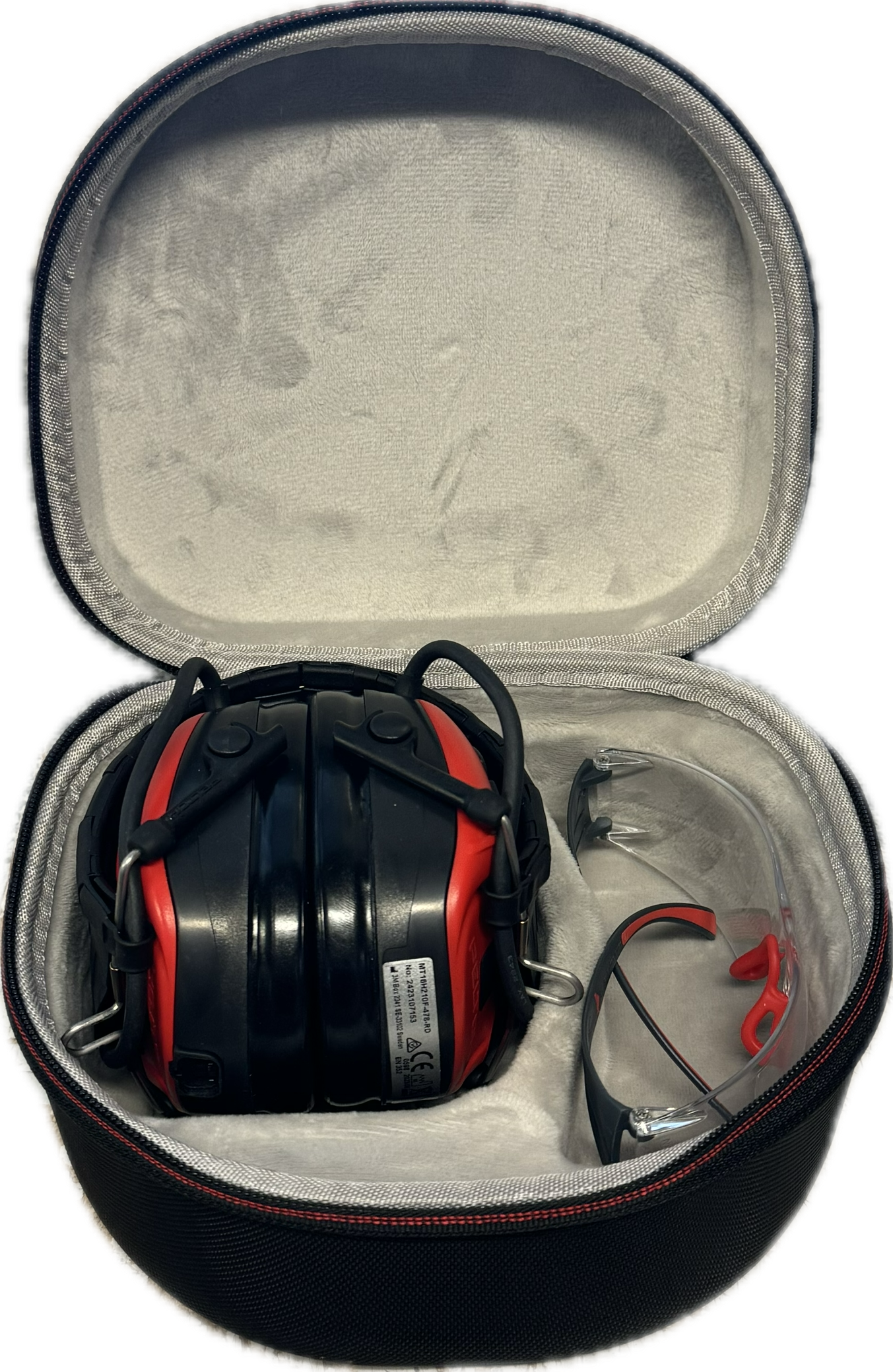 SKS storage box for hearing protection 3M PELTOR SportTac / 3M Bulls Eye I with foldable headband and safety goggles