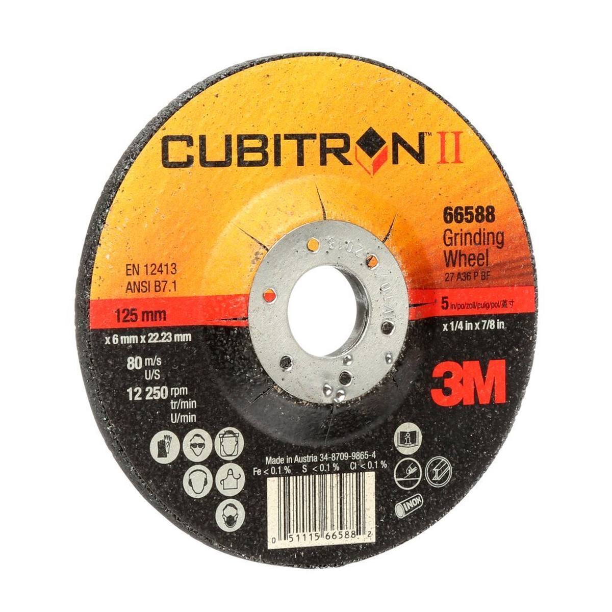 3M Cubitron II Disco de desbaste, 150 mm, 7,0 mm, 22,23 mm, 36+, tipo 27