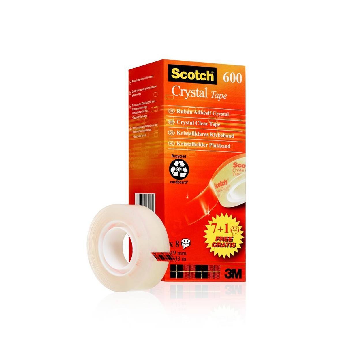 3M Scotch Crystal adhesive tape promotion, 8 rolls 19 mm x 33 m