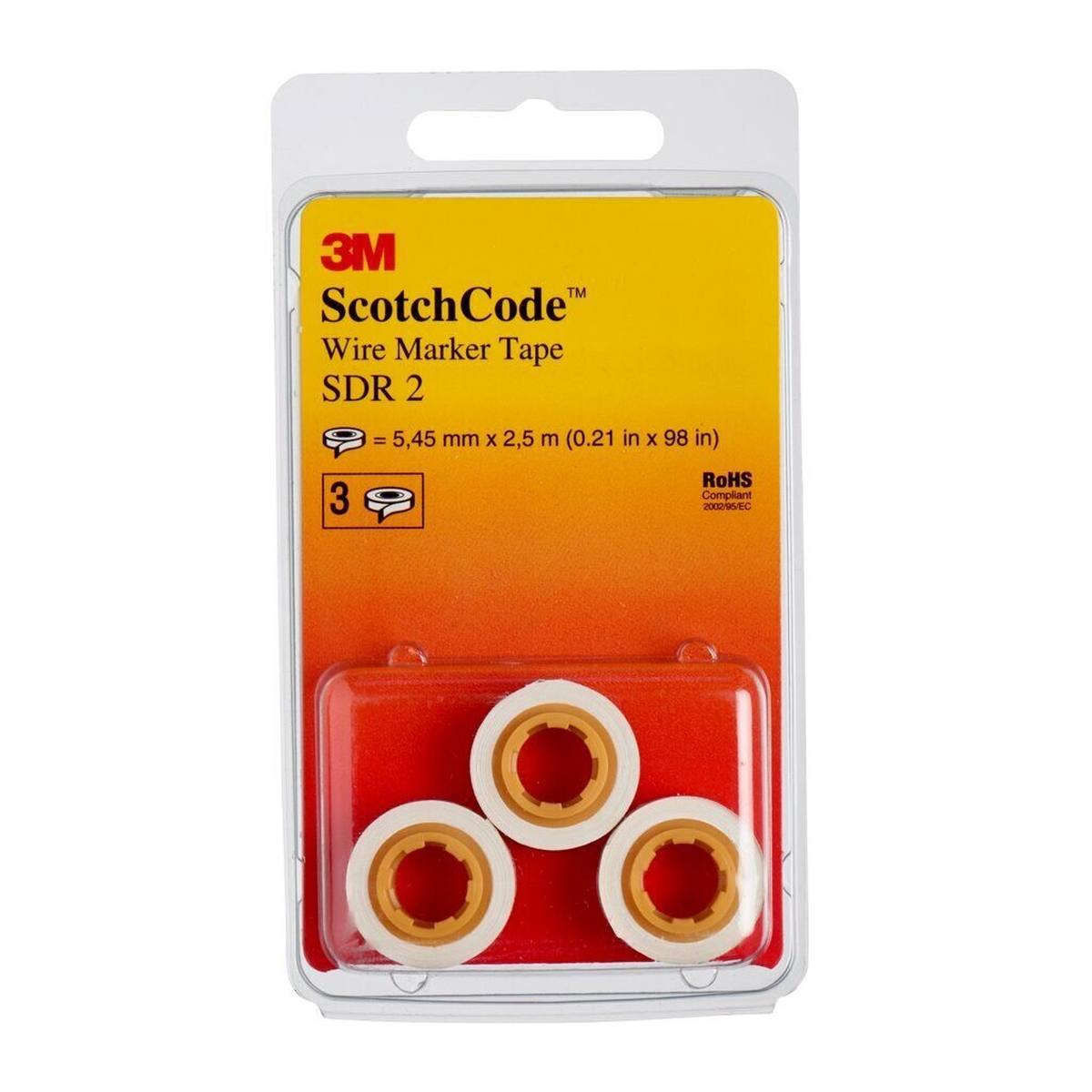 3M ScotchCode SDR-2 cable marker refill rolls, number 2, pack of 3