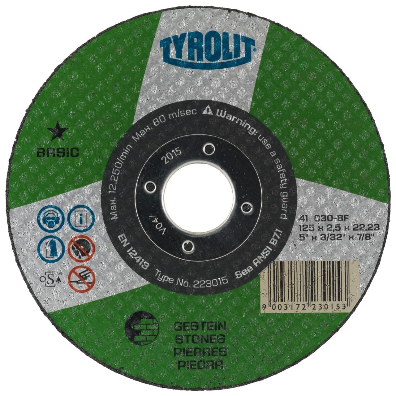Tyrolit Cutting discs DxUxH 115x2.5x22.23 For stone, shape: 42 - offset version, Art. 223025