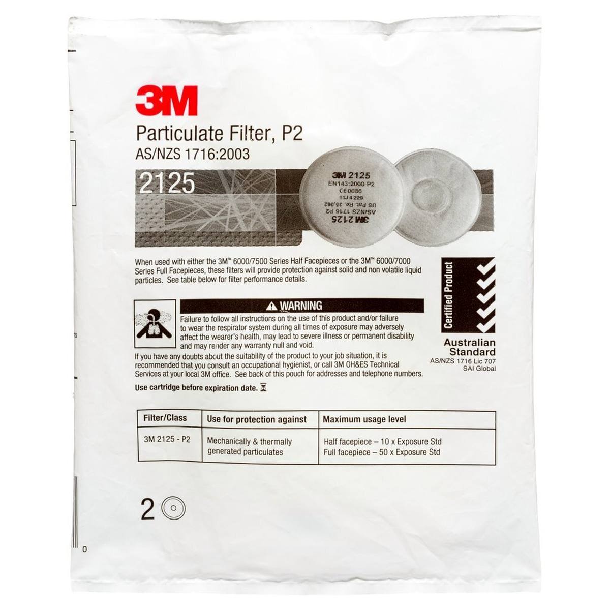 3M 2125 P2R particle filter against solid and liquid particles