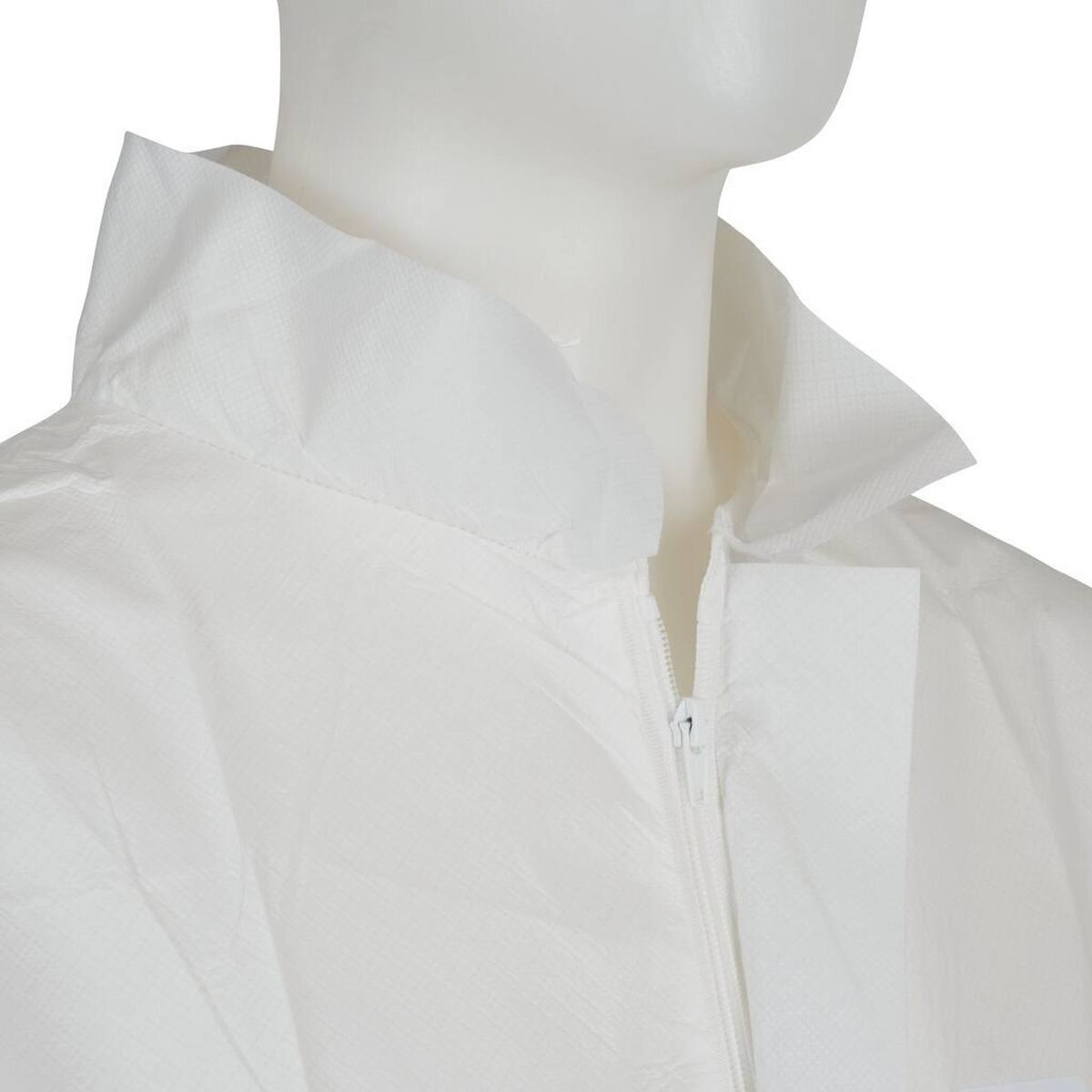 3M 4440 Abrigo, blanco, talla 2XL, especialmente transpirable, muy ligero, con cremallera, puños de punto
